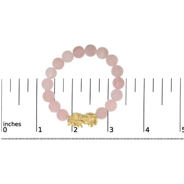 18K Yellow Gold Dragon Charm Natural Rose Quartz Beaded Charm Bracelet - alternate view 4