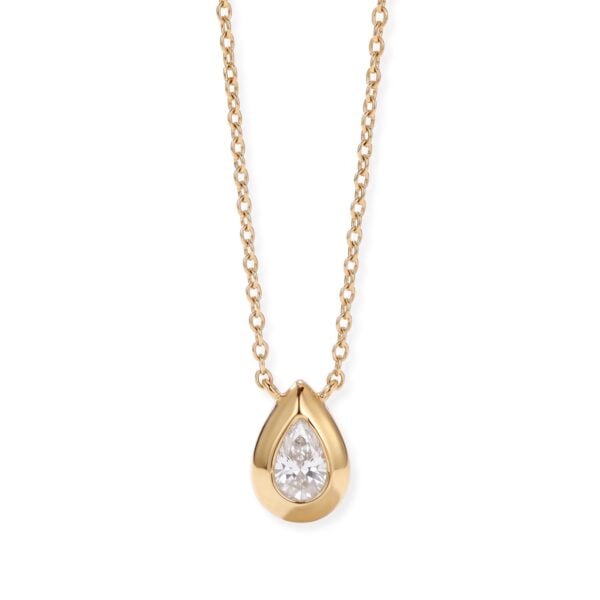 16 + 2 14 Karat Gold Plated Pear Lab Grown Diamond Necklace