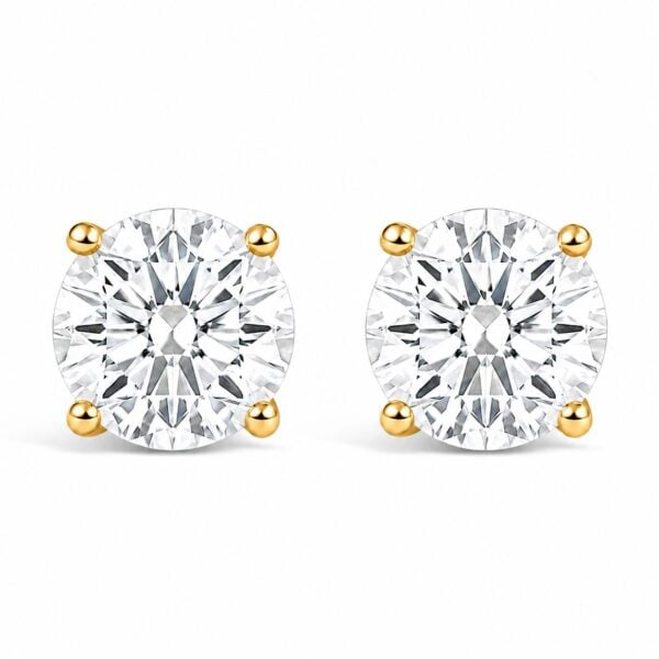 IGI Certified 14K Yellow Gold 1.00 Cttw Round Lab Grown Diamond Solitaire Stud Earrings