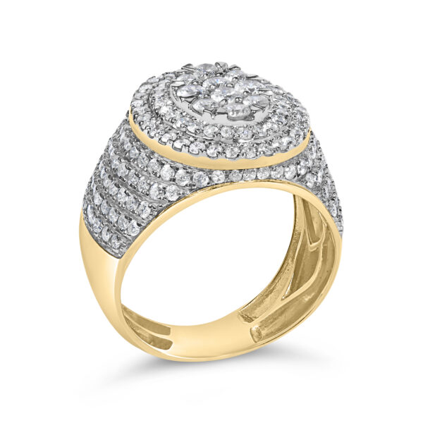 10K rhodium plated over gold men's cluster ring with 176 round natural diamonds