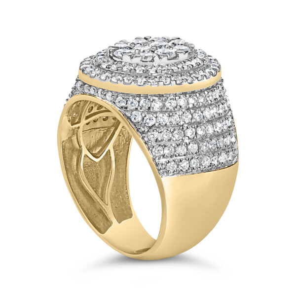 Rhodium plated over gold cocktail ring with natural round diamonds held in prong settings