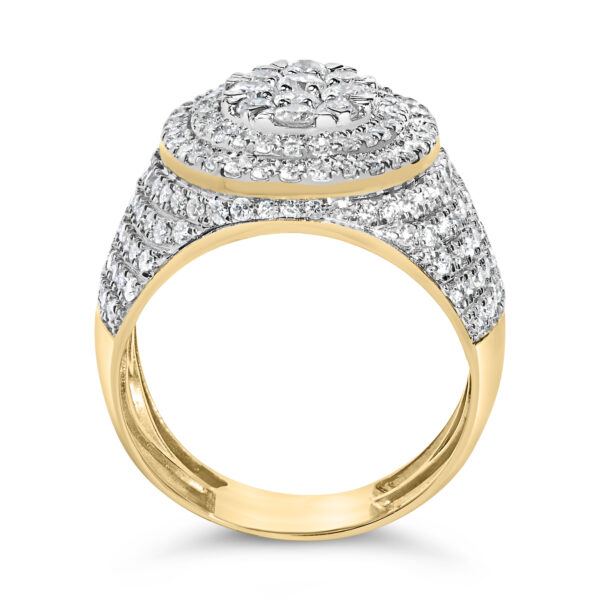 Men's 10K rhodium plated over gold diamond cluster cocktail ring with 2.58 ct total diamond weight
