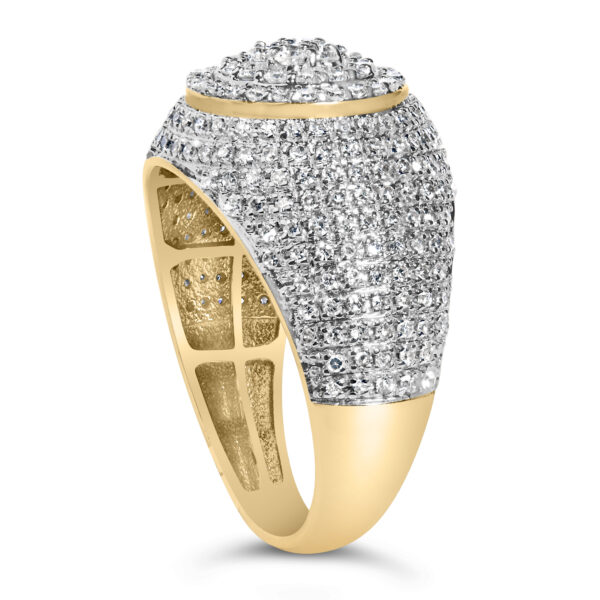 Cluster dome band, rhodium plated over gold, with natural, untreated round diamonds.