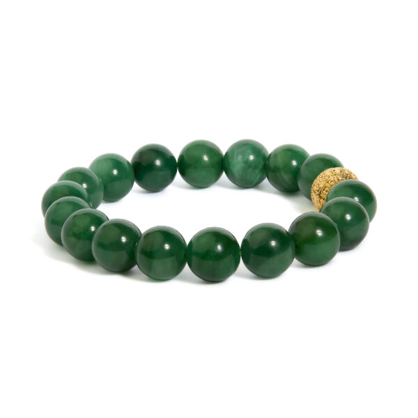 18K Yellow Gold Aventurine Beaded Charm Bracelet - alternate view 2