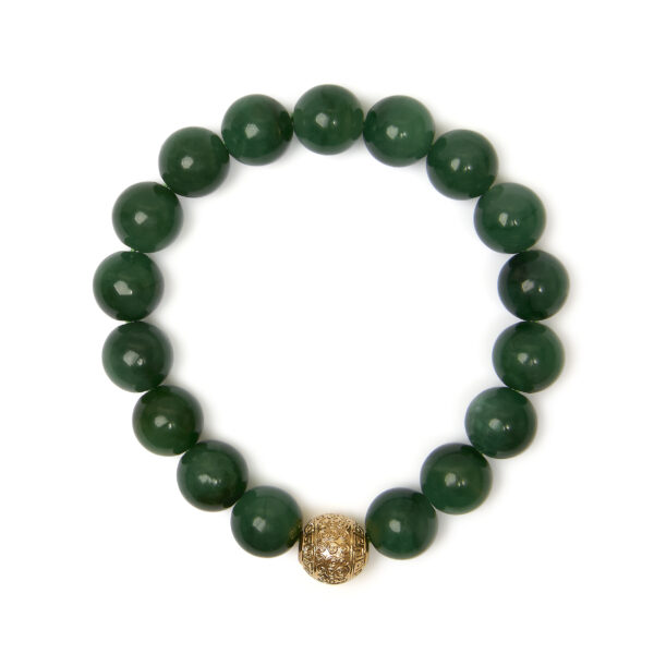 18K Yellow Gold Aventurine Beaded Charm Bracelet - alternate view 3