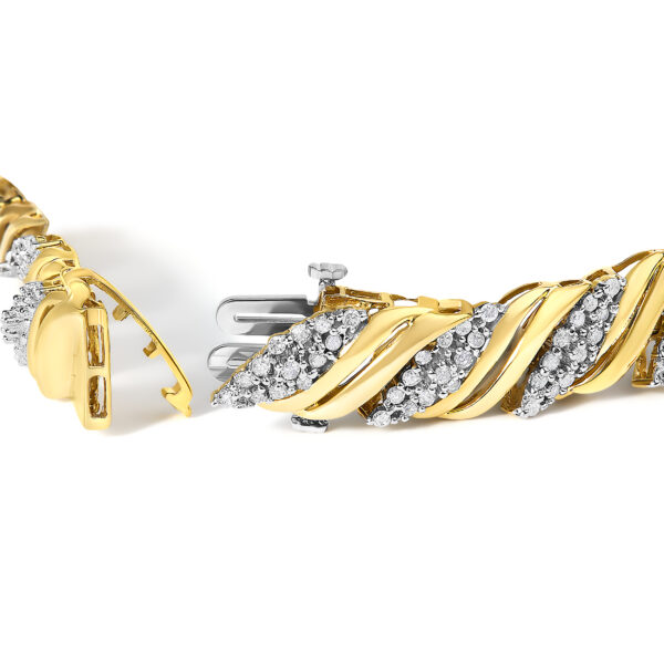 10K Yellow Gold 2.0 Cttw Diamond S-Link Twist Design Link Bracelet - alternate view 2