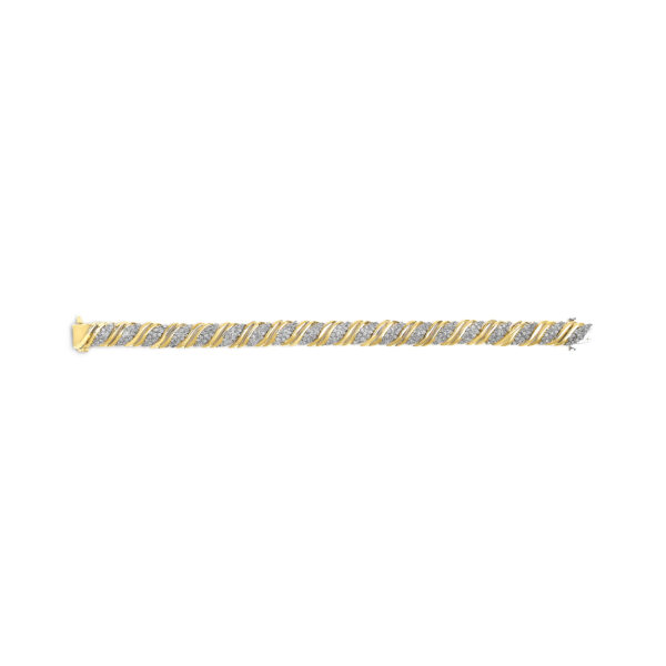 10K Yellow Gold 2.0 Cttw Diamond S-Link Twist Design Link Bracelet - alternate view 3