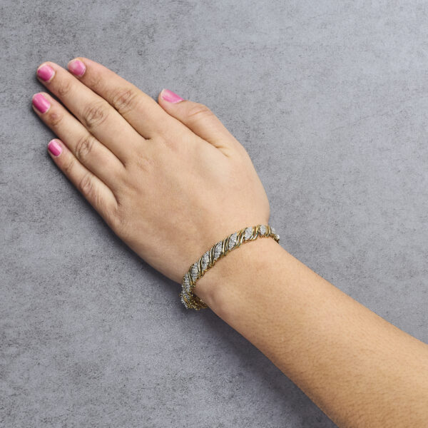 10K Yellow Gold 2.0 Cttw Diamond S-Link Twist Design Link Bracelet - alternate view 5