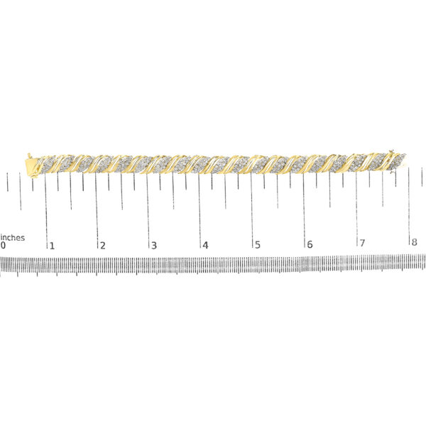 10K Yellow Gold 2.0 Cttw Diamond S-Link Twist Design Link Bracelet - alternate view 4