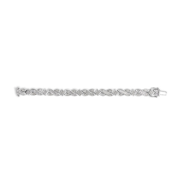 14K White Gold 8 1/5 Cttw Diamond Geometric Twisted Link Bracelet - alternate view 3