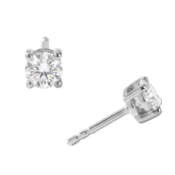 Rhodium Plated Solitaire Lab Grown Diamond Stud Earrings