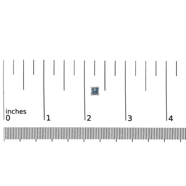 Stud earring shown next to a scale reference to indicate its actual size