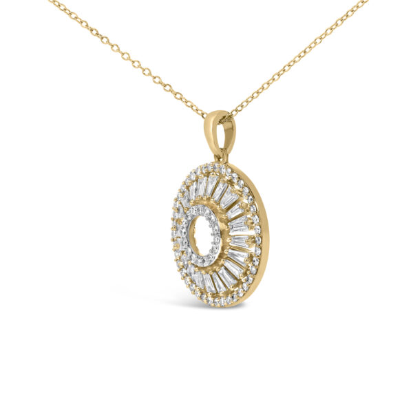 Side angle of the sunburst medallion pendant and its bail
