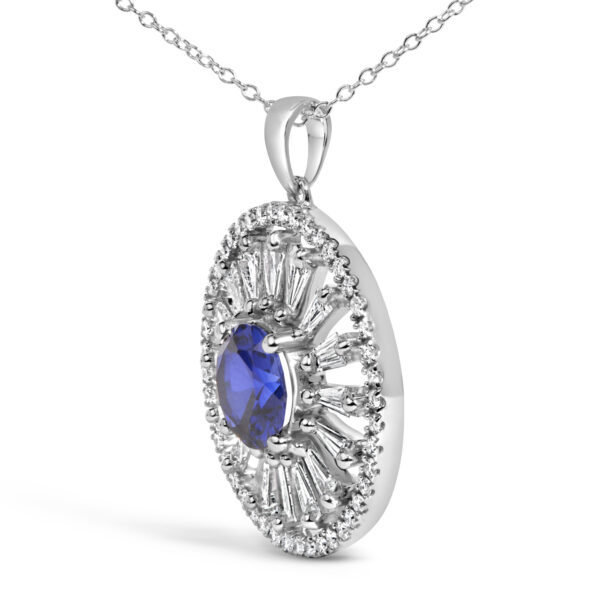 Side angle of the pendant showing the bail and the thickness of the medallion