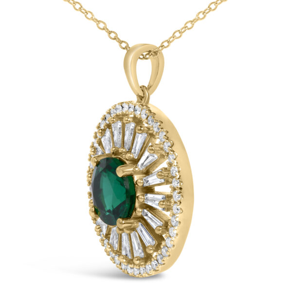 Side view of the pendant showing the setting depth and chain attachment