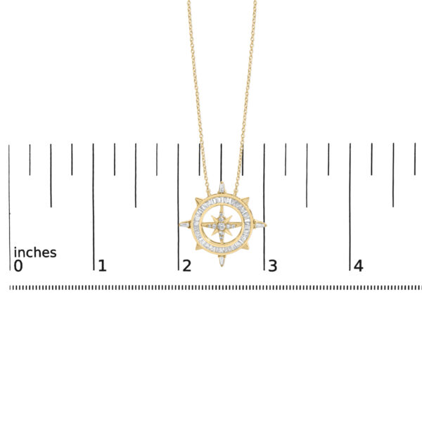 Compass pendant shown next to a scale reference for size