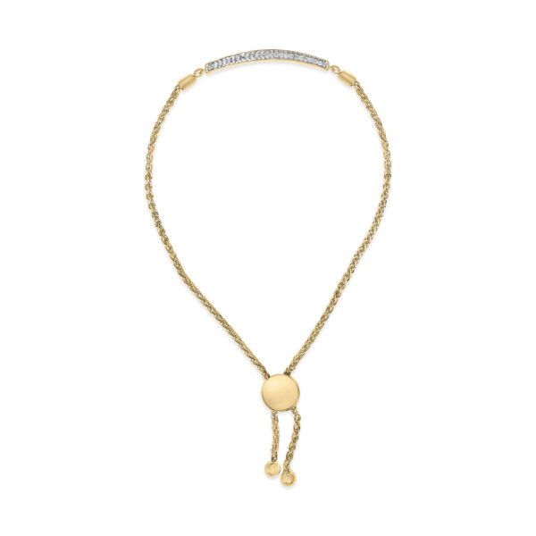 Gold Vermeil Diamond Accent Bar Lariat Bolo Bracelet - Sterling Silver