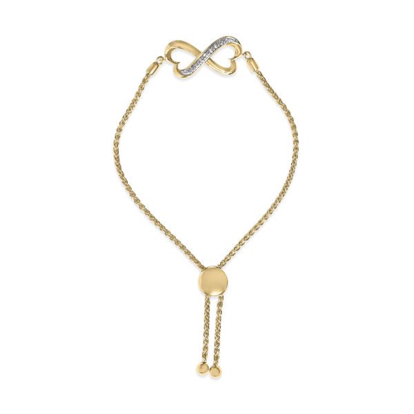 Gold Vermeil Diamond Accent Heart Infinity Bolo Bracelet - Sterling Silver