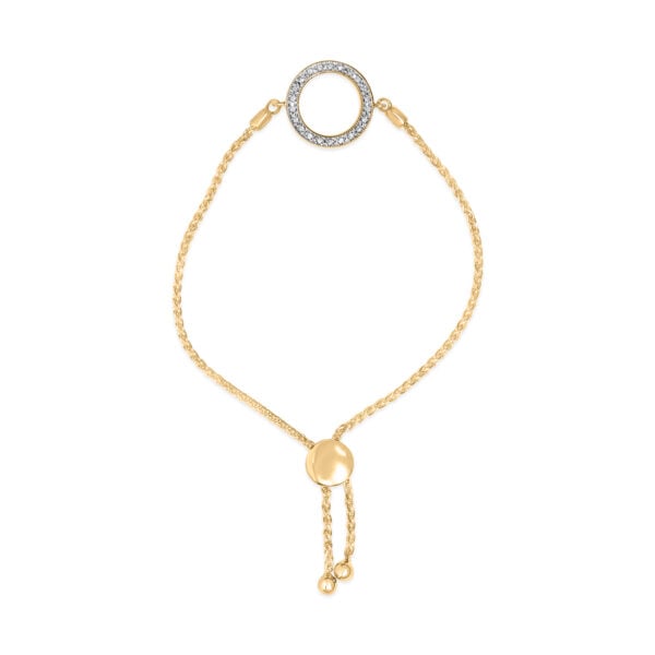Gold Vermeil Diamond Accent Circle Lariat Bolo Bracelet - Sterling Silver