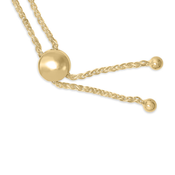 24K gold plated bolo bracelet chain and slider mechanism shown in detail