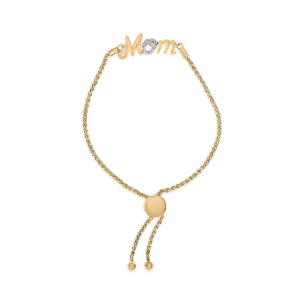 Gold Vermeil Diamond Accent "MOM" Lariat Bolo Bracelet - Sterling Silver