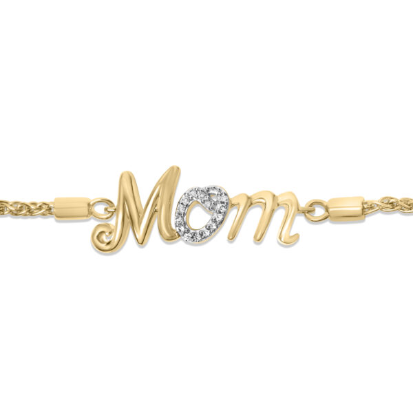 Gold Vermeil Diamond Accent "MOM" Lariat Bolo Bracelet - Sterling Silver - alternate view 2