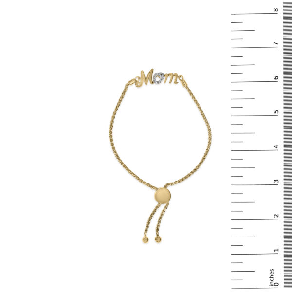 Gold Vermeil Diamond Accent "MOM" Lariat Bolo Bracelet - Sterling Silver - alternate view 4