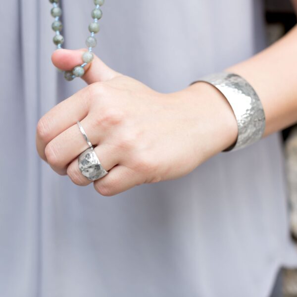 Side angle of the ring showing the domed profile