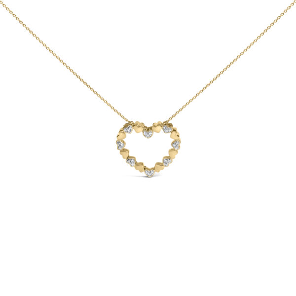 Puffed heart pendant in 24K gold vermeil with pave-set diamonds on a cable chain