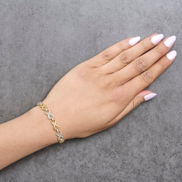 The bracelet worn on a wrist