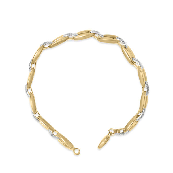 24K gold plated sterling silver bracelet laid flat showing full length and clasp