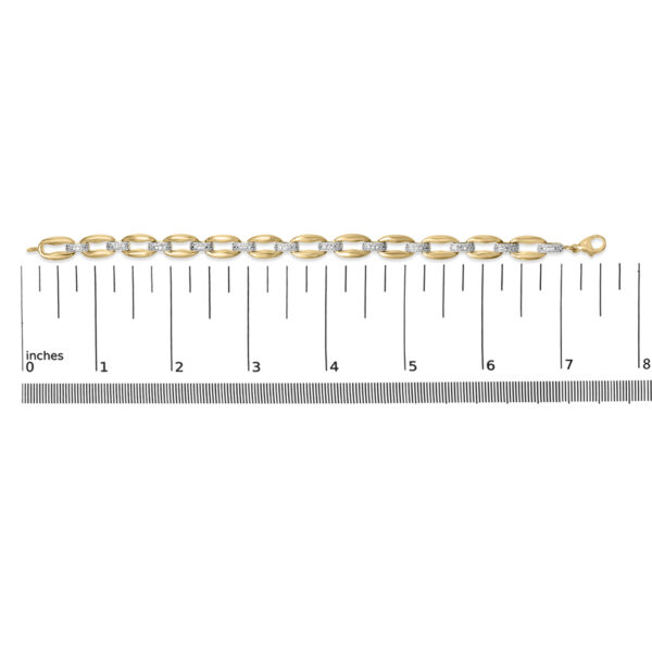 24K gold plated sterling silver bracelet shown with a scale reference alongside it