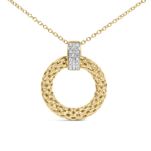 Side angle of the 24K gold vermeil pendant showing the cable chain and spring ring clasp
