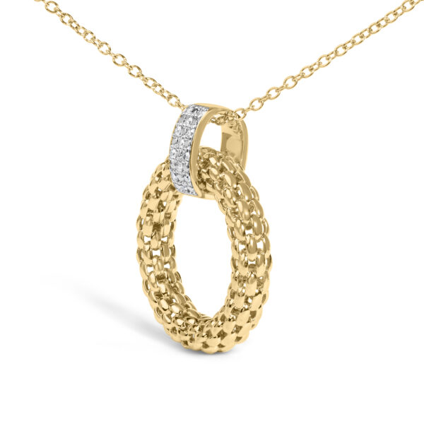 Close-up of the micro-pave diamonds set into the 24K gold vermeil pendant