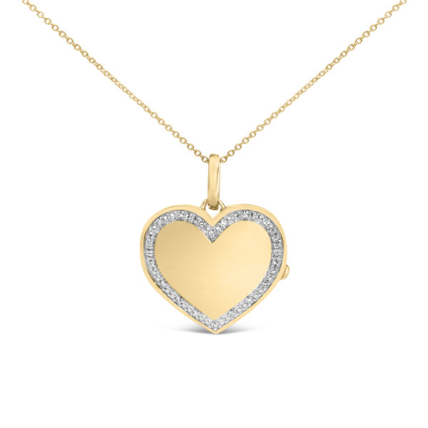Heart-shaped locket pendant in 24K gold vermeil with pave diamonds on a cable chain