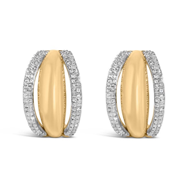 Gold Vermeil 1/10 Cttw Diamond Bold Half Hoop Earring - Sterling Silver