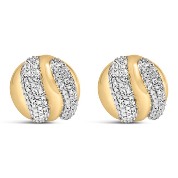 Gold Vermeil 1/10 Cttw Diamond Bold Dome Stud Earring - Sterling Silver
