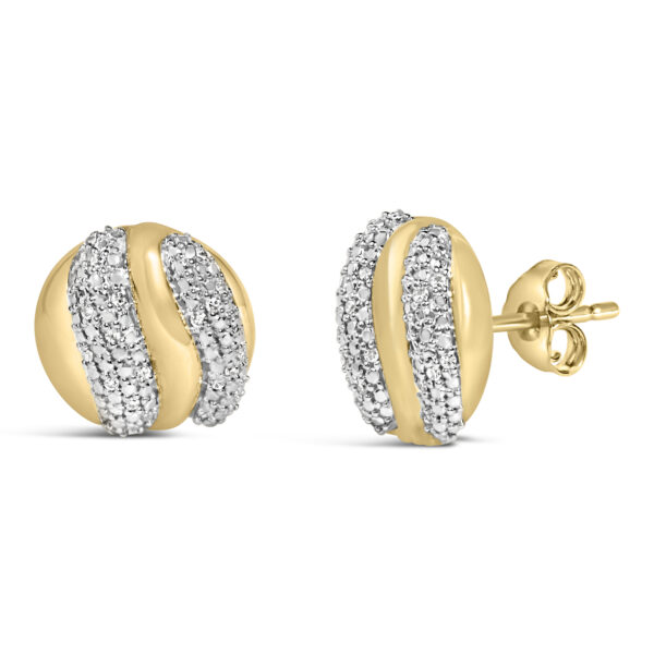 Side angle of the 24K gold vermeil dome stud earring showing the curve of the setting