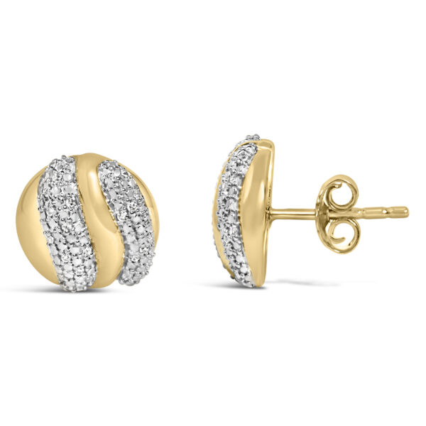 Close-up of prong-set diamonds along the dome earring surface