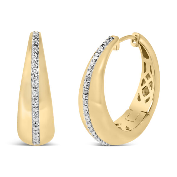 Gold Vermeil Diamond Accent Bold Hoop Earring - Sterling Silver