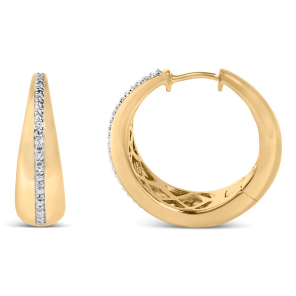 Gold Vermeil Diamond Accent Bold Hoop Earring - Sterling Silver - alternate view 3