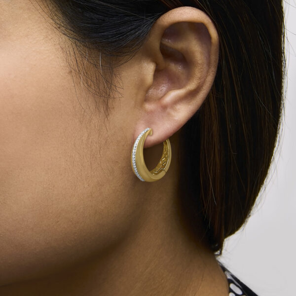 Gold Vermeil Diamond Accent Bold Hoop Earring - Sterling Silver - alternate view 5
