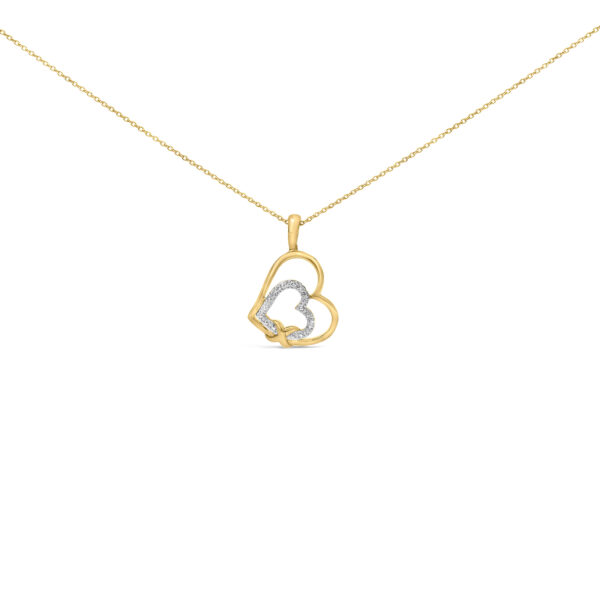 Double heart pendant in 24K gold vermeil with pave-set diamonds on a cable chain