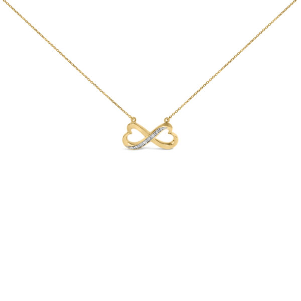 Infinity heart pendant in yellow 24K gold vermeil with pave-set round diamonds along the curve