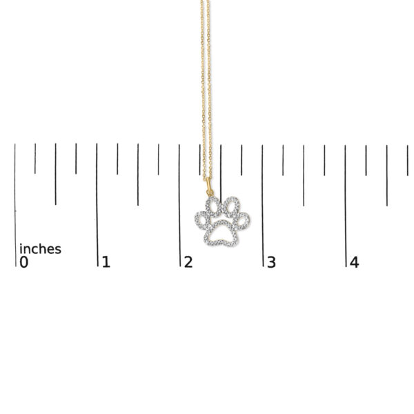 Paw pendant necklace laid flat to show its full length and chain