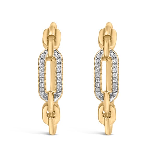 Gold Vermeil 1/10 Cttw Diamond Paperclip Hoop Earring - Sterling Silver