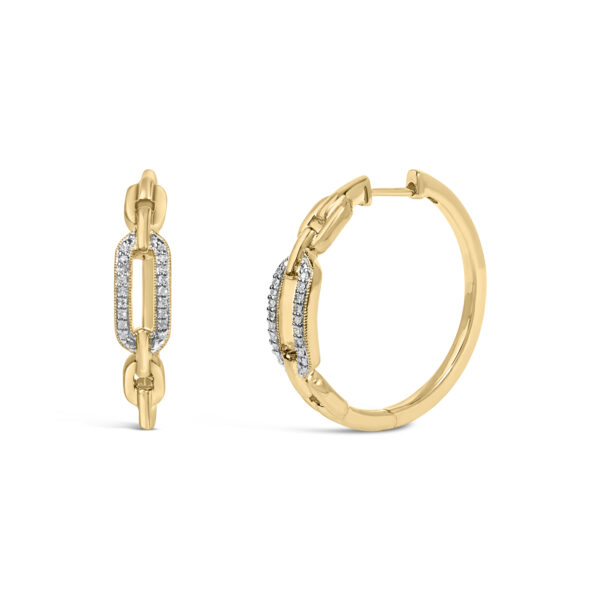 Gold Vermeil 1/10 Cttw Diamond Paperclip Hoop Earring - Sterling Silver - alternate view 2