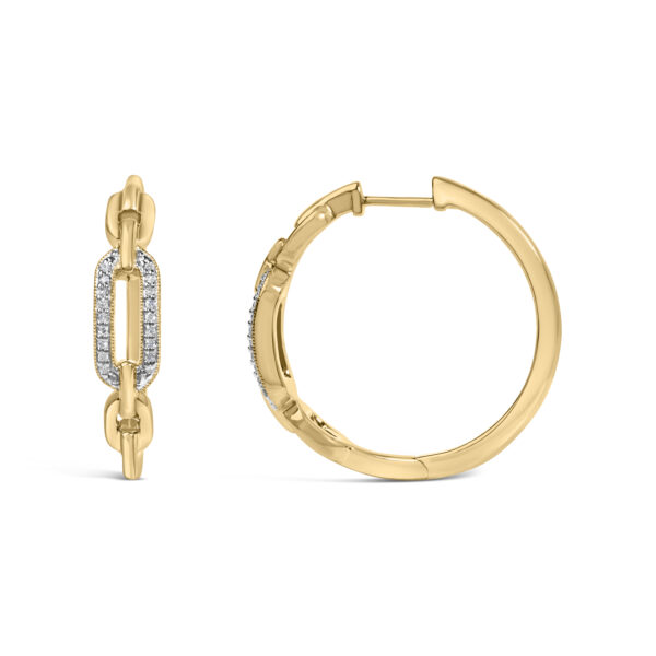 Gold Vermeil 1/10 Cttw Diamond Paperclip Hoop Earring - Sterling Silver - alternate view 3