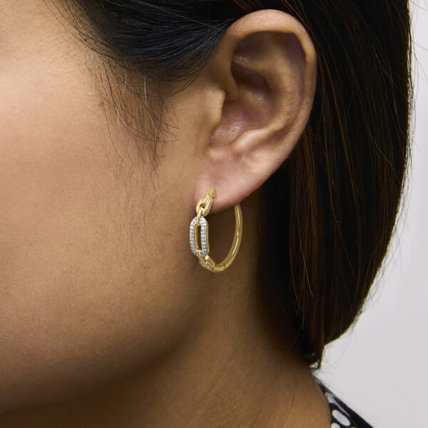 Gold Vermeil 1/10 Cttw Diamond Paperclip Hoop Earring - Sterling Silver - alternate view 5