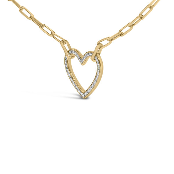 Gold Vermeil 1/10 Cttw Diamond Paperclip Chain Heart Pendant Necklace - Sterling Silver - alternate view 3